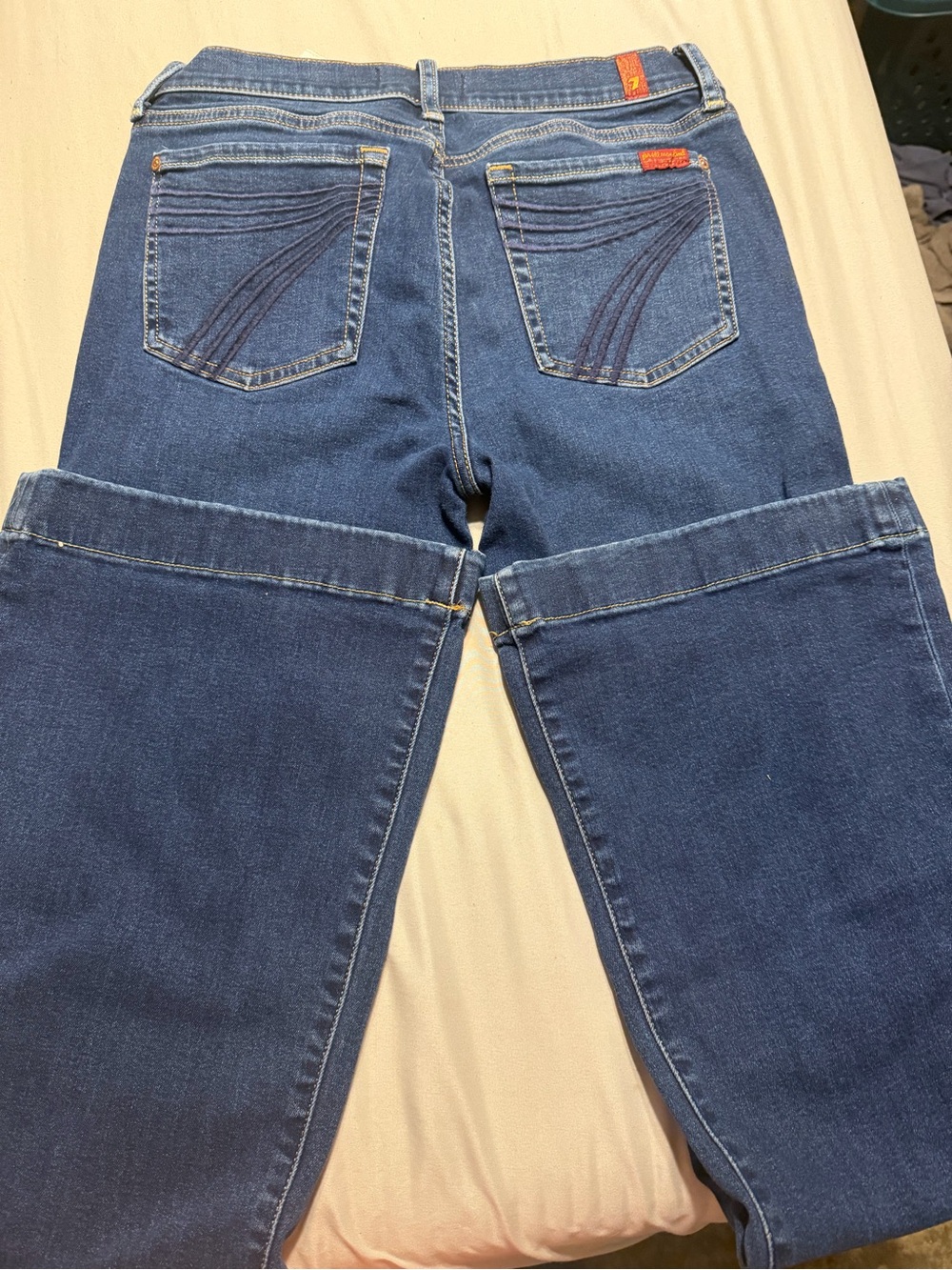 7 For All Mankind dojo. Dark Indigo Flare Jeans